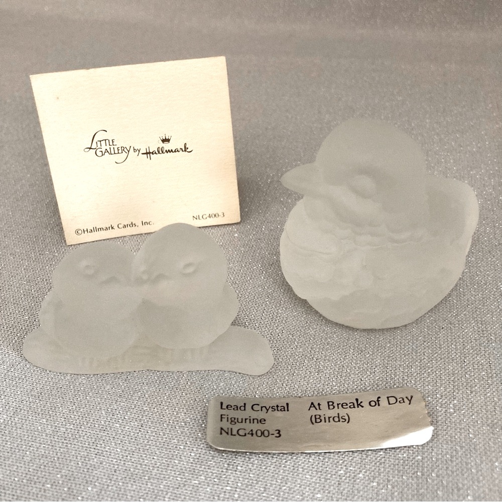 Vtg Set of 2 Lead Crystal Birds Hallmark Little Gallery Collection